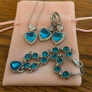 Beautiful Blue Topaz & White Zircon 3 Piece Set